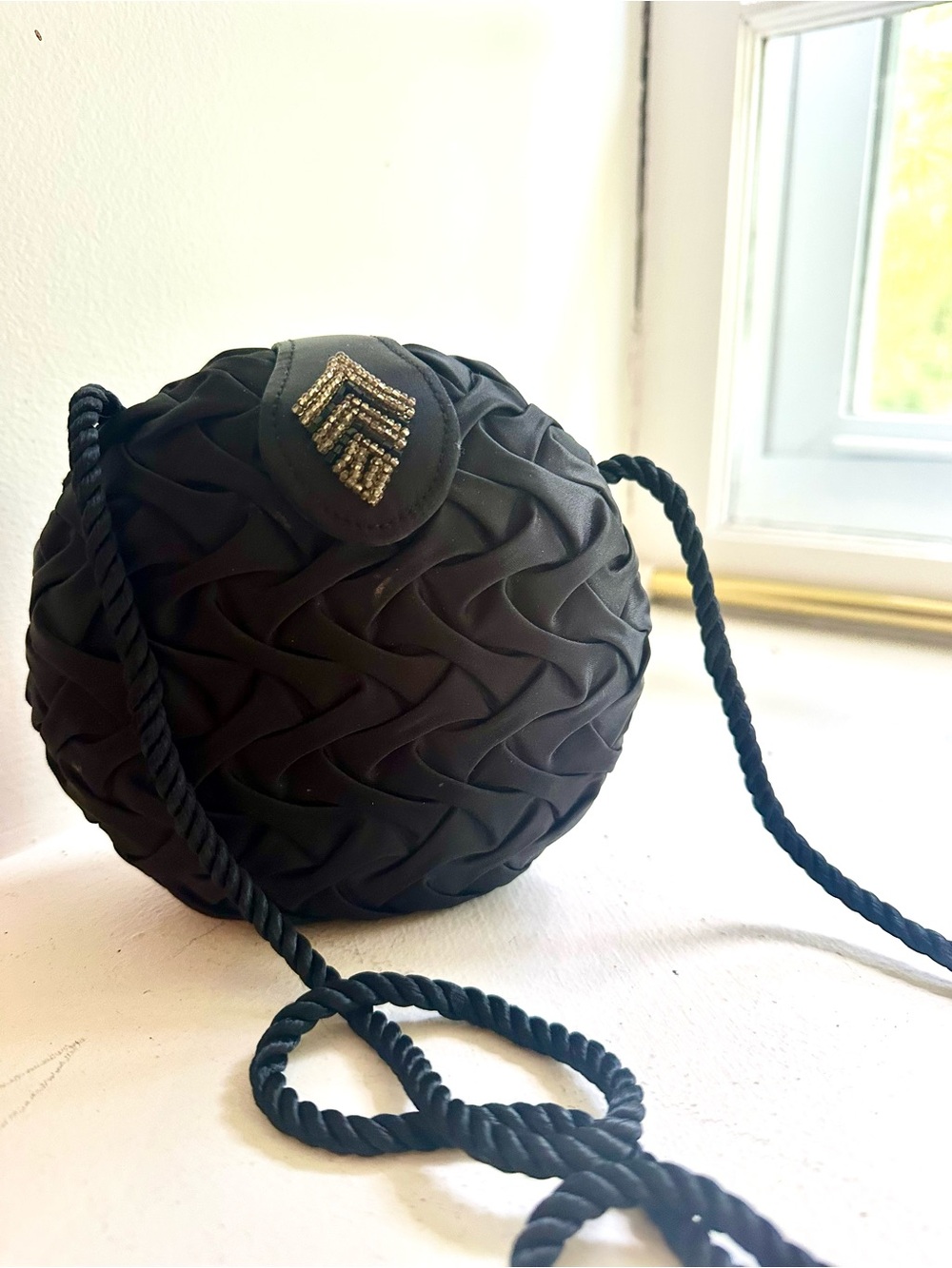 Vintage Black Evening Bag with Gold Detail
